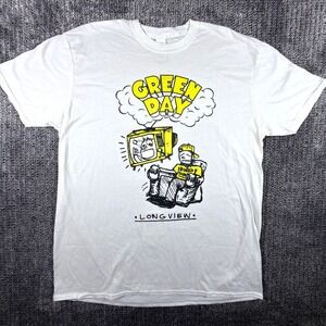 Green Day Longview T-Shirt Mens 2XL White Dookie Punk Rock Gildan 2019 Authentic